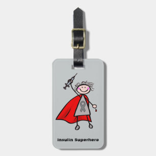 Étiquette À Bagage Fille de super héros d'insuline de diabète