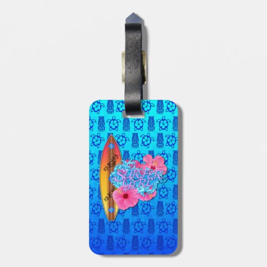 Étiquette À Bagage Fille de surfer (Dos Vertical)