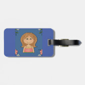 Étiquette À Bagage Fille Et Fleurs (Dos horizontal)