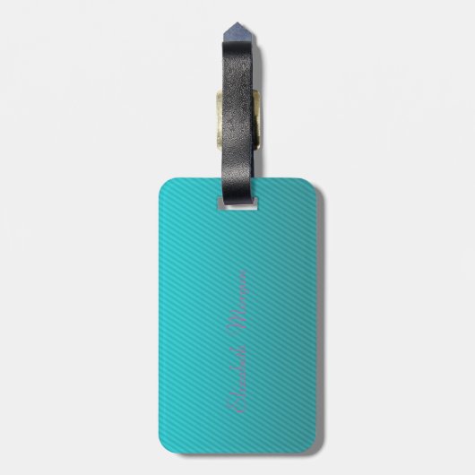 Étiquette À Bagage Fille Moderne Chic, Rayures, Chat (Dos Vertical)