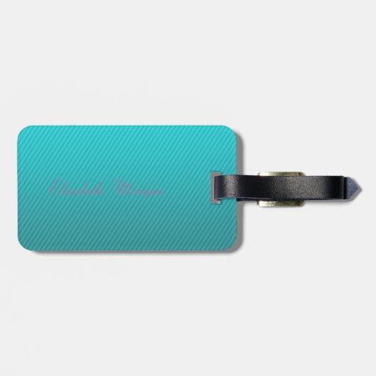 Étiquette À Bagage Fille Moderne Chic, Rayures, Chat (Dos horizontal)