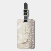 Étiquette À Bagage Fille moderne élégante, Glitterie, Talon (Devant Vertical)