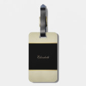 Étiquette À Bagage Fille moderne élégante, Noir, Crème, Glitterie Cha (Dos Vertical)