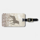 Étiquette À Bagage Fille moderne élégante, Parties scintillant d'or U (Devant horizontal)