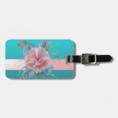 Étiquette À Bagage Fille Moderne Fleurs Chic, Rayures (Devant horizontal)