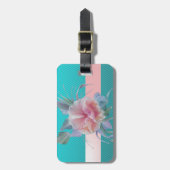 Étiquette À Bagage Fille Moderne Fleurs Chic, Rayures (Devant Vertical)