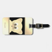 Étiquette À Bagage Fille Noir moderne, Kitty Or - Personnalisé (Devant horizontal)