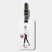 Étiquette À Bagage Fille Paris Mode personnalisée (Devant Vertical)