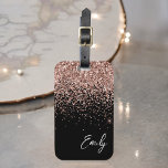 Étiquette À Bagage Fille Rose noir or bleu Parties scintillant rose M<br><div class="desc">Black and Girly Rose Gold - Blush Pink Sparkle Parties scintillant Monogramme Nom Bagage Bag. Cela rend le cadeau parfait pour 16 ans,  mariage,  douche nuptiale,  baby shower ou bachelorette pour quelqu'un voyageant dans le style.</div>
