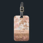 Étiquette À Bagage Fille Rose Or Blush Marbre rose<br><div class="desc">Marbre d'or rose et monogramme couleur prune,  marque de bagages girly,  élégant et élégant. Le tag bagage a un style éphémère féminin doux. Conçu pour vous par Blackberry Boulevard.</div>
