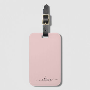 Étiquette À Bagage Fille rose rousse Vierge Script Monogramme Nom Mod