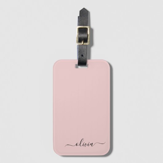 Étiquette À Bagage Fille rose rousse Vierge Script Monogramme Nom Mod (Devant Vertical)