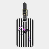 Étiquette À Bagage Fille Silhouette, Noir, Blancs Personnalisé (Devant Vertical)