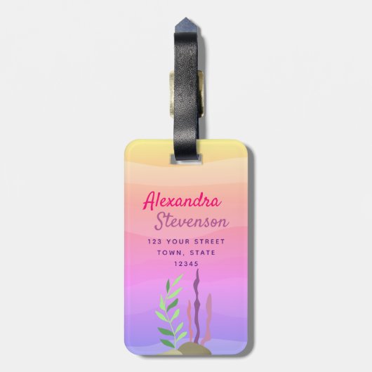 Étiquette À Bagage Fille sirène rose (Dos Vertical)