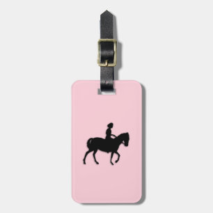 Étiquette À Bagage Fille sur le rose de cheval/poney