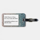 Étiquette À Bagage Fille Turquoise Bleu Argent Ombre Parties scintill (Dos horizontal)