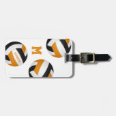 Étiquette À Bagage filles garçons noir orange volleball équipe couleu (Devant horizontal)