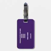 Étiquette À Bagage filles garçons violet blanc équipe de volley-ball  (Dos Vertical)