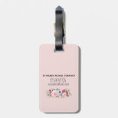 Étiquette À Bagage Filles Mauvaises Moutons Fleurs d'aquarelle et nom (Dos Vertical)