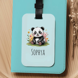 Étiquette À Bagage Filles Mignon Panda Bleu Enfants