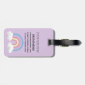 Étiquette À Bagage Filles mignonne violet magique Unicorne et nom Enf (Dos horizontal)