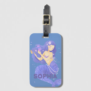 Étiquette À Bagage Filles mignonnes mauve Nom de la sirène Personnali