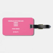 Étiquette À Bagage filles rose gris équipe couleurs sac de voyage de (Dos horizontal)