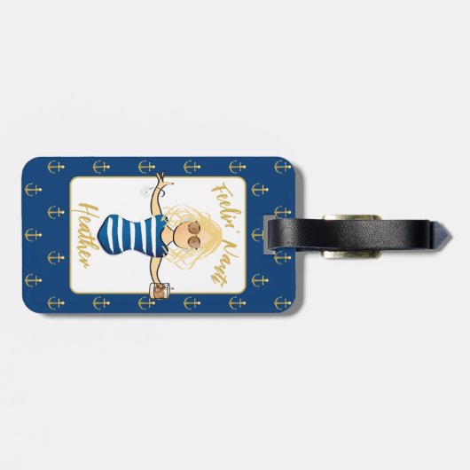 Étiquette À Bagage Fille's Trip Week-end Funny Nautical Beach Vacatio (Dos horizontal)