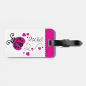 Étiquette À Bagage Filles volant coeur ladybug rose nommé étiquette d (Dos horizontal)