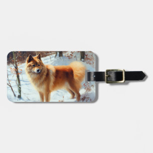 Étiquette À Bagage Finnish Spitz Qu'il neige Noël