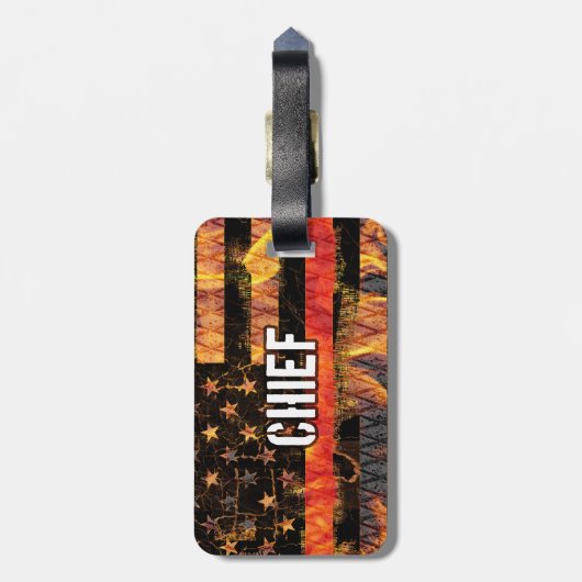 Étiquette À Bagage Fire Chief Firefighter Flag (Dos Vertical)