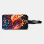 Étiquette À Bagage Fire Dragon Castle Imaginaire Art Mythique Créatur (Dos horizontal)