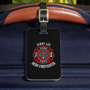 Étiquette À Bagage Firefighter Nom de texte personnalisé Personnalisé