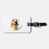 Étiquette À Bagage Fitness Abstrait Art of Man Lifting Dumbbells (Devant horizontal)