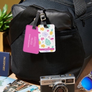Étiquette À Bagage Flamant rose et ananas personnalisés été