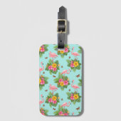 Étiquette À Bagage Flamant rose et papillons 3 (Devant Vertical)