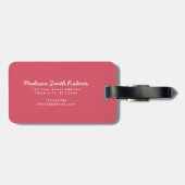 Étiquette À Bagage Flamant rose été | Monogramme | Balise de bagage (Dos horizontal)