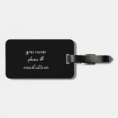 Étiquette À Bagage Flamant rose moderne noir rose Paisley (Dos horizontal)