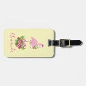 Étiquette À Bagage Flamant rose rose à Santa Hat Noël Whimsical (Devant horizontal)