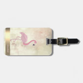 Étiquette À Bagage Flamant rose rose Cool moderne, Bokeh - Personnali (Devant horizontal)