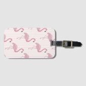 Étiquette À Bagage Flamant rose rose doux (Devant Horizontal)