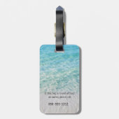 Étiquette À Bagage Flamant rose rose personnalisé Plage de sable trop (Dos Vertical)