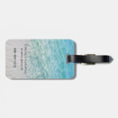 Étiquette À Bagage Flamant rose rose personnalisé Plage de sable trop (Dos horizontal)