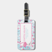 Étiquette À Bagage Flamants gracieux et feuilles de monstère          (Devant Vertical)