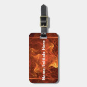 Étiquette À Bagage Flames sur noir (Devant Vertical)
