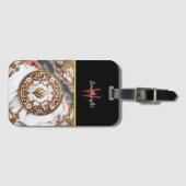 Étiquette À Bagage Flamme d'or sur marbre (Devant Horizontal)