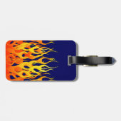 Étiquette À Bagage Flammes de emballage vibrantes sur le bleu marine (Dos horizontal)