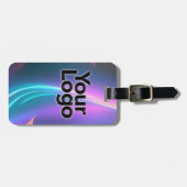 Étiquette À Bagage Flèche électrique bleu et rose néon avec logo (Devant horizontal)