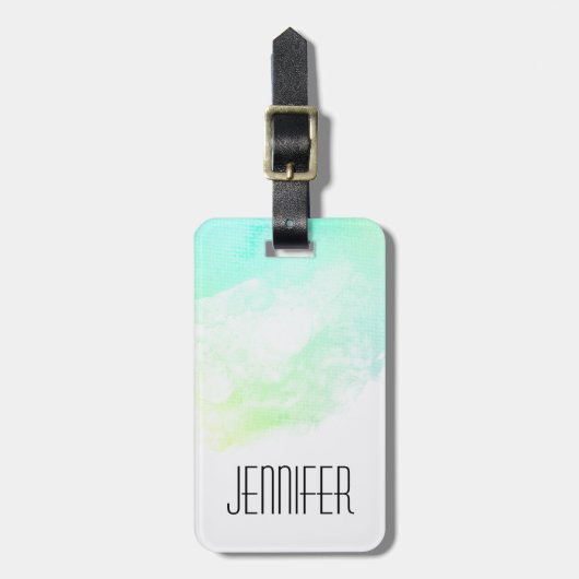 Étiquette À Bagage Flèches Abstraites vert et bleu (Devant Vertical)