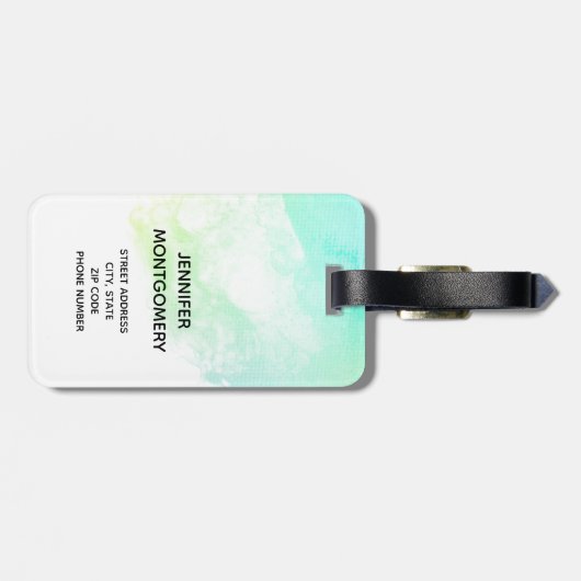 Étiquette À Bagage Flèches Abstraites vert et bleu (Dos horizontal)